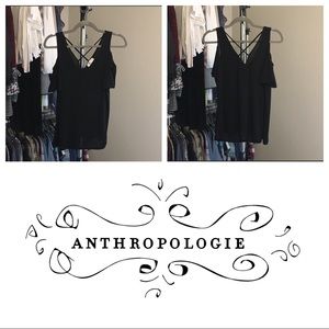 Anthropologie Lavender Fields Black Top